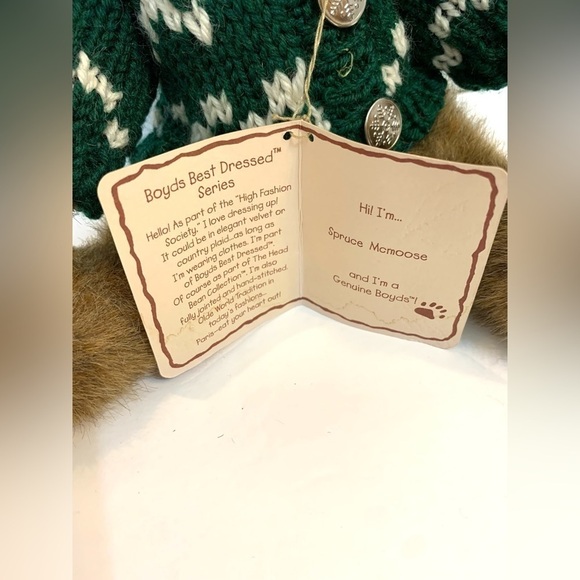 Boyds Bear 12" Spruce McMoose Moose w/ Plush Green Sweater Embroidered Sweater - Picture 2 of 5